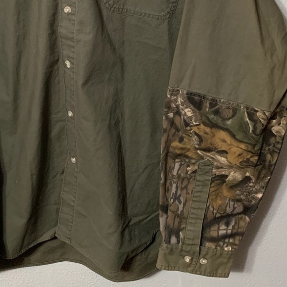 COLUMBIA • Vintage 90s Shooting Shirt Men XL Olive Camo Long Sleeve Hunting - Picture 9 of 9